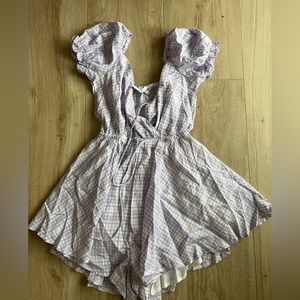 Princess Polly purple gingham printed romper